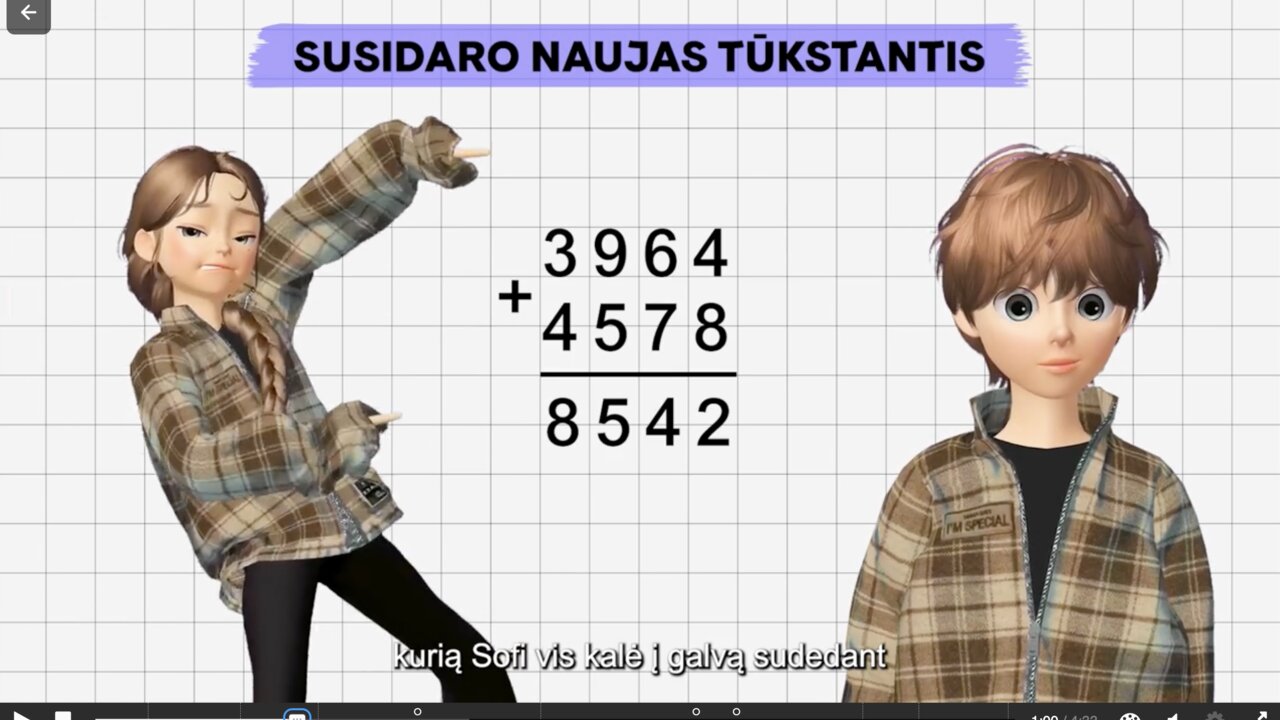 Kaip sudėti skaičius iki 10 000, kai nesusidaro arba susidaro naujas tūkstantis?